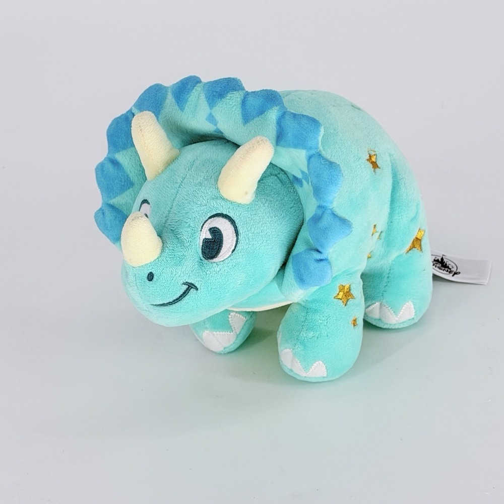Disney Animal Kingdom Triceratops Plush 6" Dinoland Dino Blue Green Yellow Stars